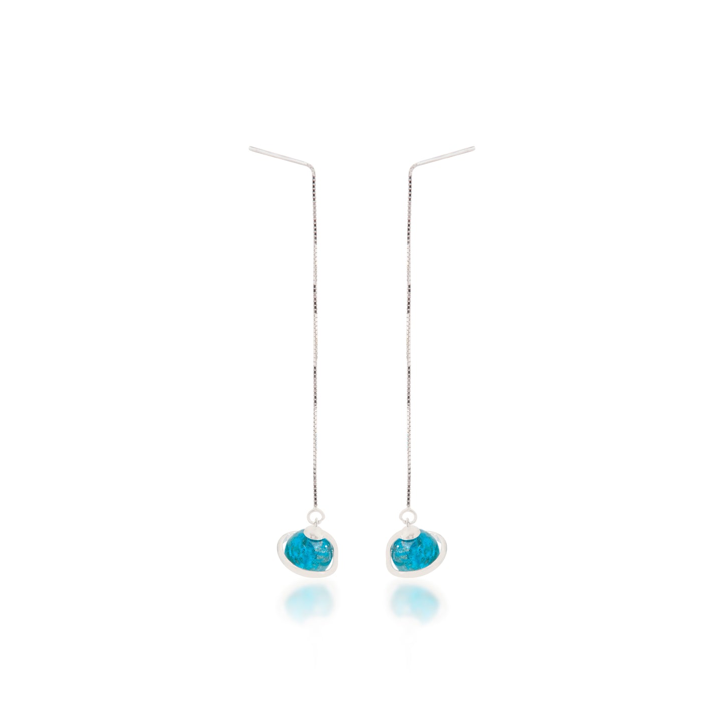 'Saturn's Aura Blue Moon' Silver Earrings