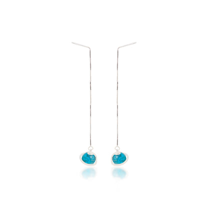 'Saturn's Aura Blue Moon' Silver Earrings