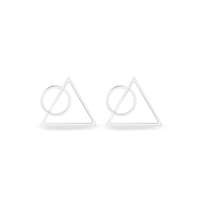 'Geo Balance Circle & Triangle' Silver Earrings