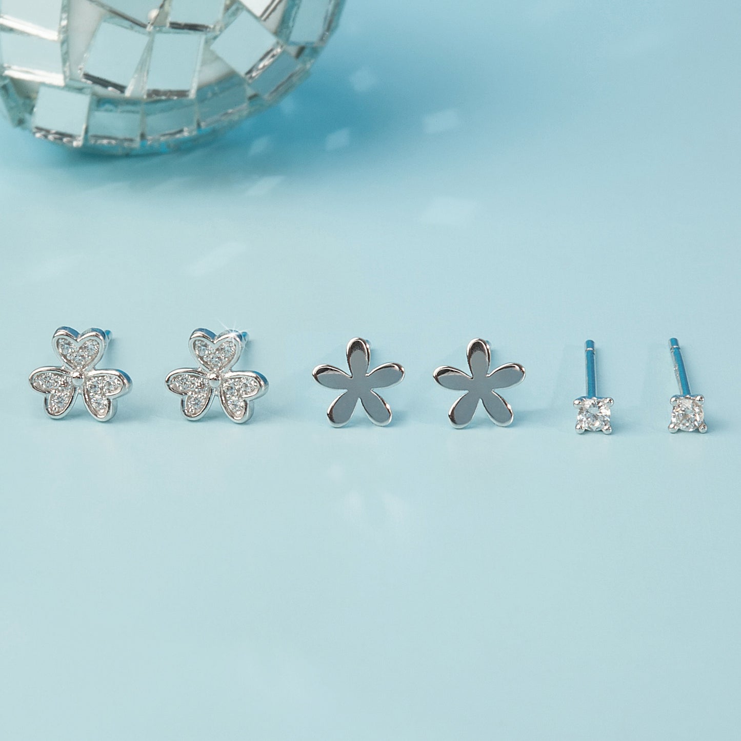 "Beautiful Floral" Silver Studs