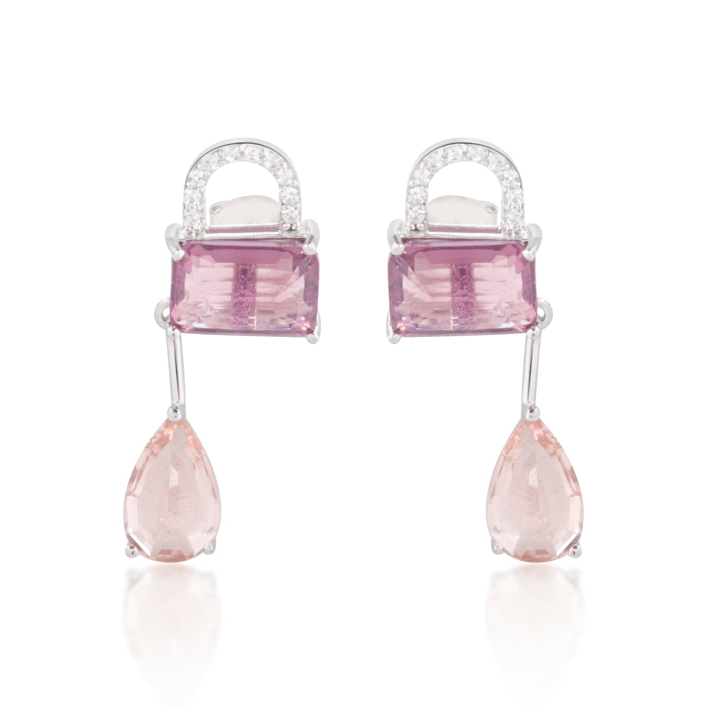 'Gemstone Lock' Silver Earrings