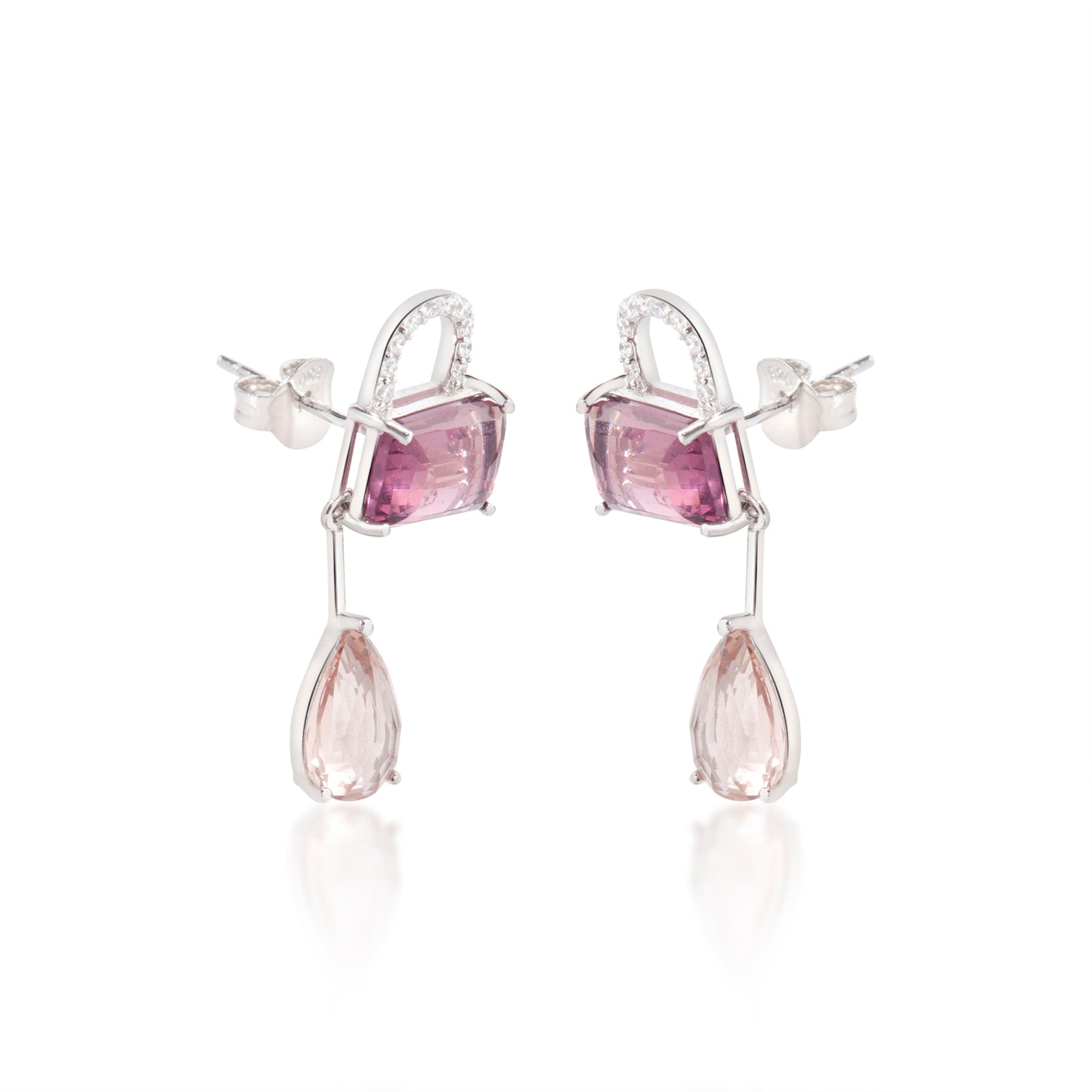 'Gemstone Lock' Silver Earrings