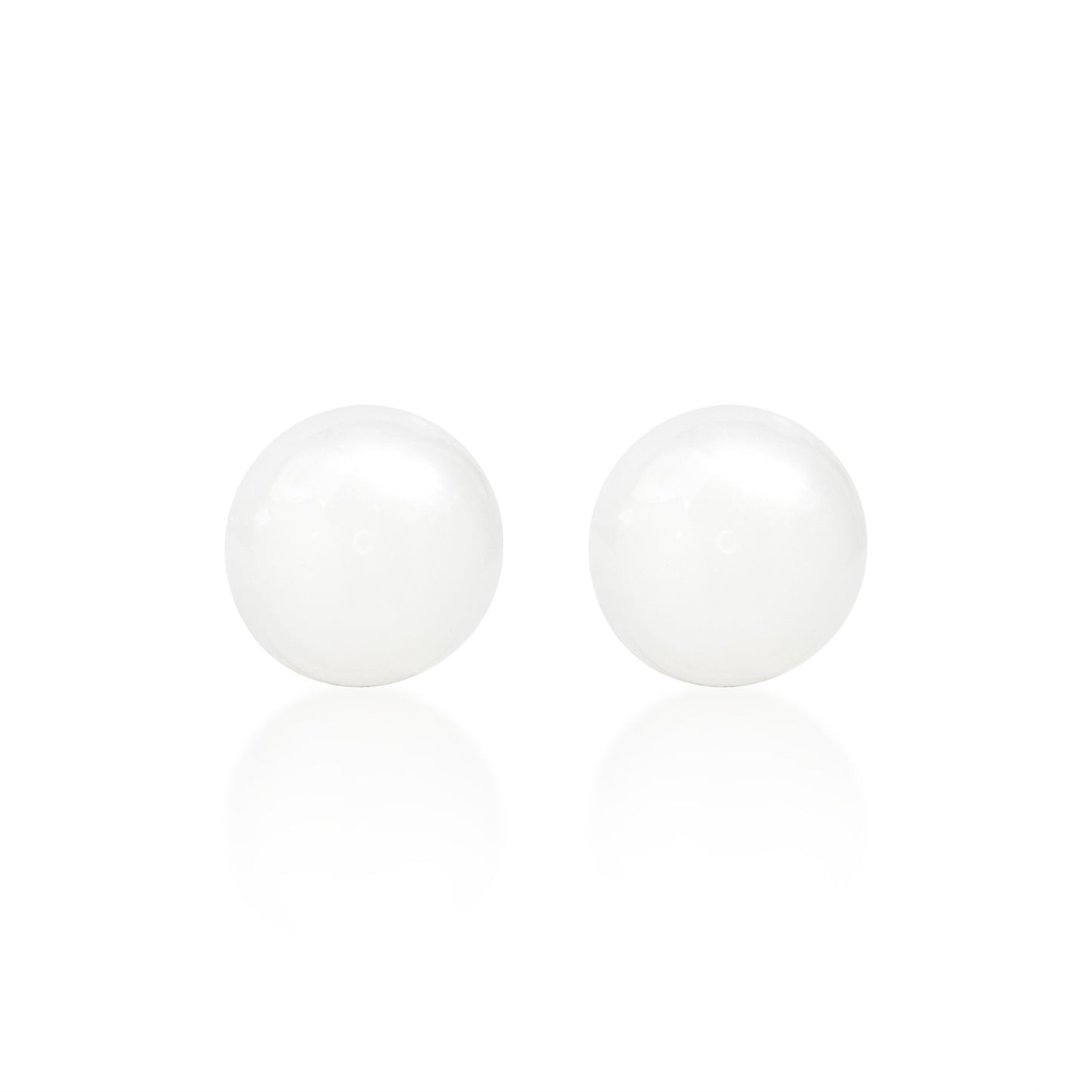 'White Round Jade' Silver Earrings