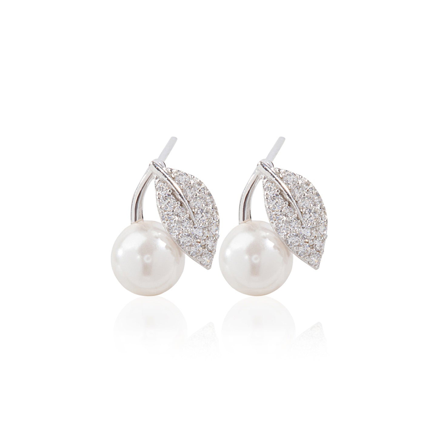 'White Jade Leaf' Silver Earrings