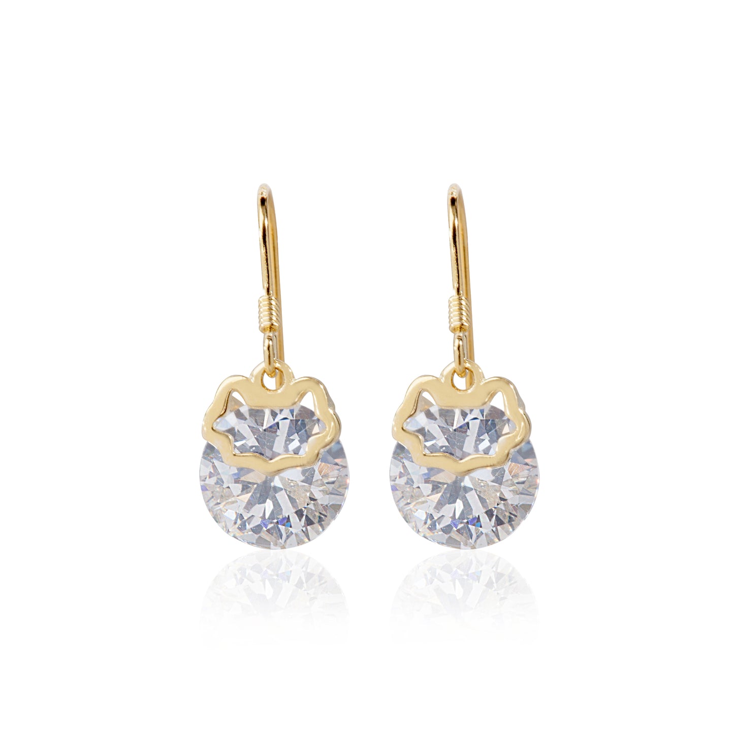 'Sterling Diamond Stone' Gold Plated Earrings