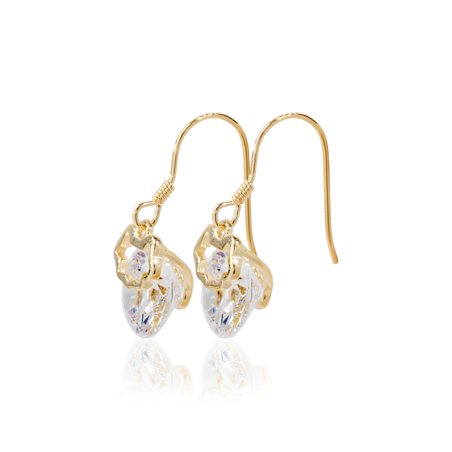 'Sterling Diamond Stone' Gold Plated Earrings