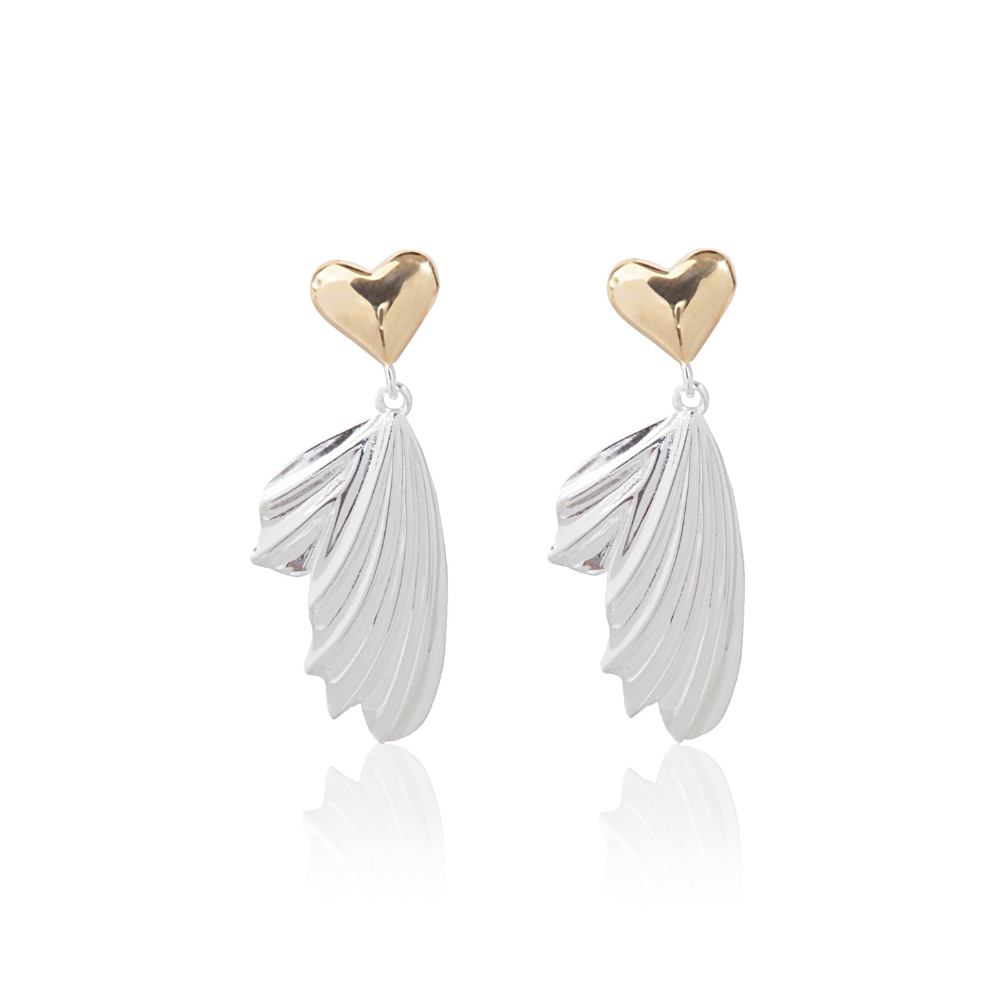 'Love Fish Tail' Gold & Silver Earrings