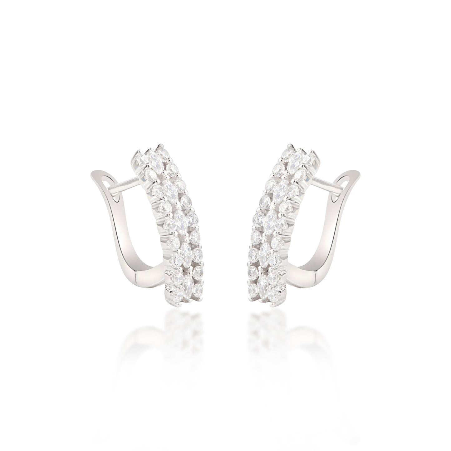 'Sterling Double Bar Hoop' Lock Silver Earrings